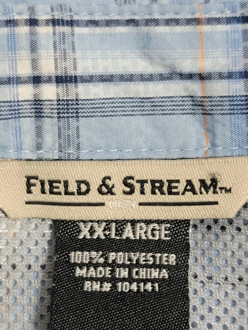 Field & Stream men's plaid fishing  button down shirt size XXL moisture wicking